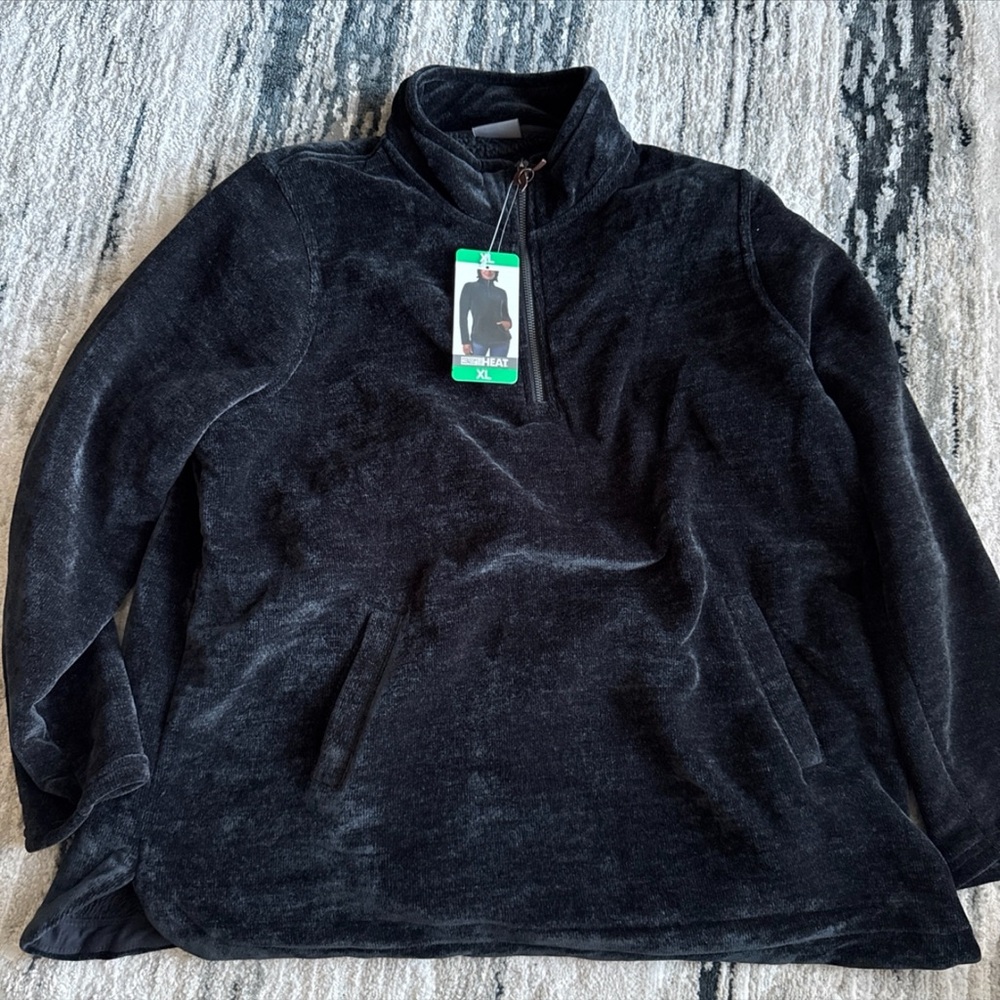 32 DEGREES HEAT Black 1/4 Zip Pullover Jacket Quarter Zip With Pocket Size XL